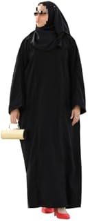 Abaya Elegant Black Closed Abaya with Thread & Stone Work Includes Head Scarf for Party/Everyday Wear Black Made in UAE