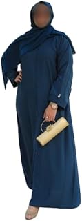 Abaya Elegant Steel Blue Closed Abaya with Button Design & Pleat Work Includes Head Scarf for Party/Everyday Wear Steel Blue Made in UAE