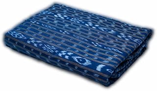 GHL GUENDICHA HAAT Sambalpuri Certified Handloom Pure Cotton Fabric(Blue) unstitched