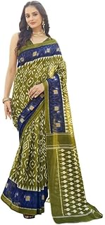 AVINIQUE Womens Cotton Printed Ready to Wear Saree with Unstitched Blouse Piece Easy Draping Saree for Daily, Office & Festive Soft Lightweight Saree for Girls & Women (Olive Green)