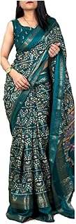 womens pencil silk printed saree with blouse