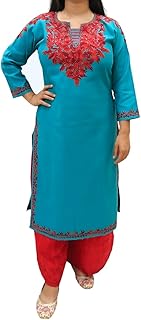 Cotton Kashmiri Aari Work Hand Embroidered Kurti for Women|Ethnic Wear|XS to 3XL|Comfortable Summer Kurta for Daily, Office Anaisha's Closet