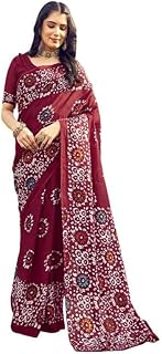 AVINIQUE Womens Cotton Printed Ready to Wear Saree with Unstitched Blouse Piece Lightweight Saree for Office, Daily, Casual, and Festive Easy to Drape & Comfortable
