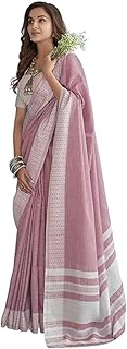 Women's Lucknowi Chikankari Linen cotton Woven Sarees For Women with Blouse sarees for Women