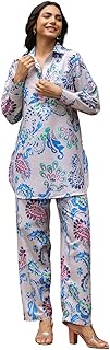 Anarkali Kurta-Set for Women – Cotton Printed Kurta & Straight Pant | Festive Indian Traditional Outfit for Functions & Puja