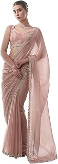 Women's Chiffon All-Over Fix Diamond Work Saree With Art Silk Matching Unstitched Blouse Piece