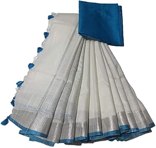 | Bhagalpuri Linen Cotton Blend Contrast Saree