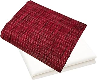 Reelent Unstitched Cotton Linen Blend Fabric for Kurta & Pyjama | Handloom Self Design Pure Cotton Material | Soft & Breathable Summer Wear (Maroon, Kurta 2.5m + Pyjama 2.5m)