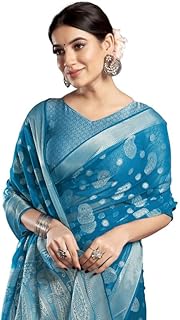 Women's Georgette Saree | Banarasi Jacquard Saree With Unstitched Blouse Piece