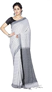 Khadi Cotton Fish Motive Sarees for Women Traditional Bengali Sarees for Women Authentic Handloom Sarees for Women, Elegant Indian Wear (Pack Of 1)