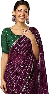 Women's Georgette Zari Work Embellished Saree With Unstitched Blouse Piece