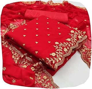Women's Georgette Embroidered Unstitched Salwar Suit Dress Material