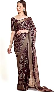 Women's Shimmer Brasso Floral Saree with Running Blouse Piece