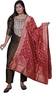 Women's Elegant Ethnic Yoke Work with Silk Kurta Set with Banarasi Dupatta 3/4 Sleeve for Festive