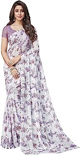Women's Floral Printed Georgette Saree With Unstitched Blouse Piece