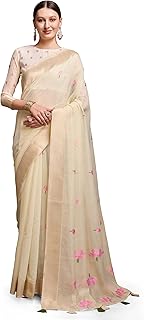 Womens Linen Silk Saree | Saree for Women With Unstitched Blouse | Saree with Blouse Piece | Soft and Skin Friendly