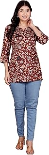 Womens Floral Print Pure Cutton Short Kurti, Stylish Comfortable Easy to Pair