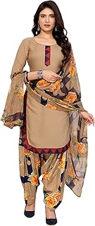 Women's Printed Dress Material - Unstitched Crepe Fabric Kurti, Pants & Dupatta Set