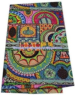 Sophia-Art Indian Hand-Block Printed Jaipuri Print Tropical Paisley Floral Ethnic Sanganer Kurti Print Cotton Fabric (Multi Israel, 3 Yards)