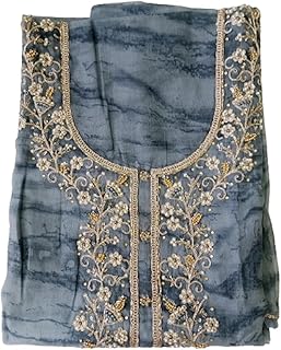 Unstitched Organza Silk Dress Material for Women (TSR-7079_Yale Blue_Free Size)