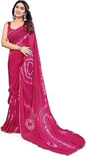 Women's Chiffon Shibori Printed Saree with Blouse Piece