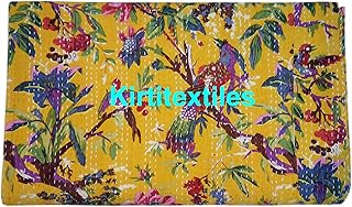 Kirti Textile and Handicraft Quilt Cotton Handmade Coverlet Bird Print Gudari Ralli Rainbow Kantha (Multicolour)