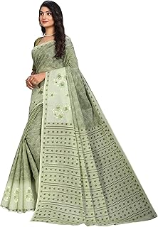 Pure Cotton Print + Embroidery Mul Mul Saree for Women