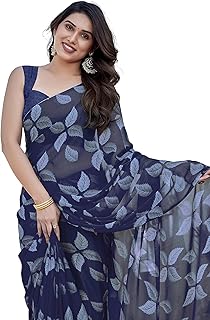 Women's Chiffon Floral Printed Saree with Blouse Piece