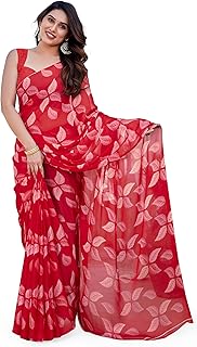 Women's Chiffon Floral Printed Saree with Blouse Piece