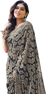 Women's Stylish Chiffon Floral Printed Saree with Blouse Piece