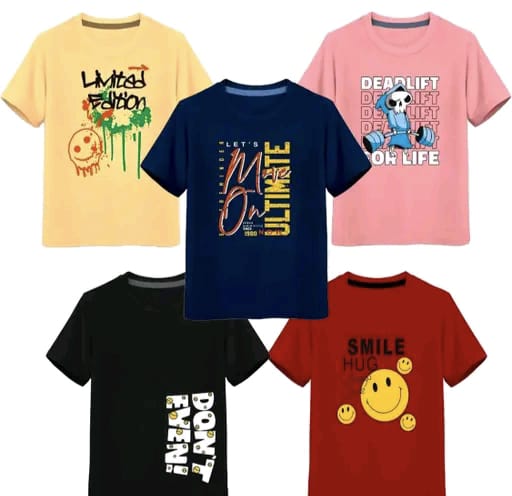 Kids Cool Casual Printed T-shirts - Pack of 5