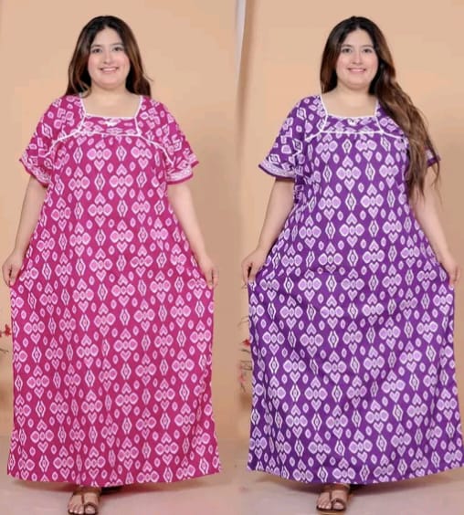 Women's Plus Size Cotton Nighty / Maxi / Night Gown - Combo of 2