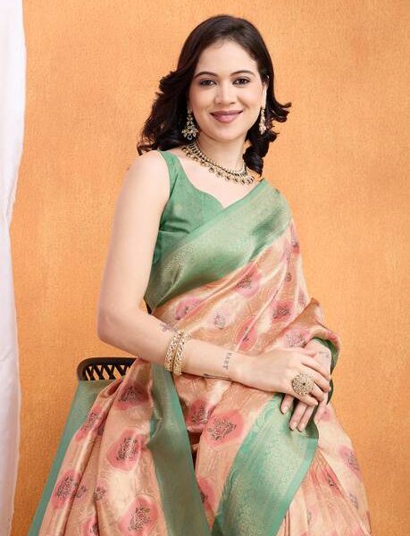 Printed, Woven Banarasi Pure Silk Saree